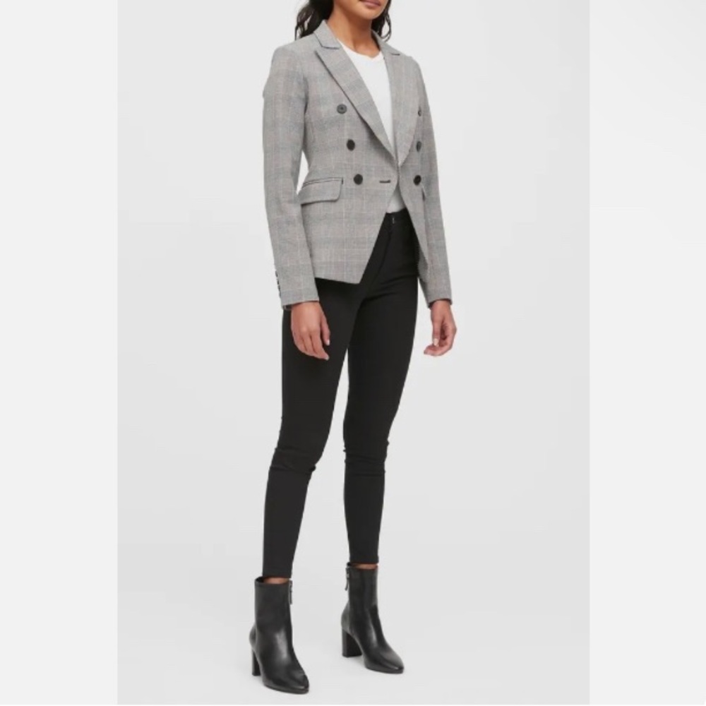 Banana Republic Double-Breasted Plaid Blazer